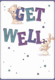 Radiating warmth and playful optimism, this illustrated get well card features two adorable companions-a cuddly bear and an energetic puppy-captured in mid-gesture as they tenderly support the uplifting message, 'Get Well.' Each figure is lovingly detailed: the bear's tawny fur appears fluff-soft, while the puppy's long floppy ears impart a sense of gentle movement. The text surges from the centre in hues of indigo, teal, and purple, standing out boldly against a pale, creamy background reminiscent of Kenton's calm mornings. Scattered across the card, glimmering stars of varying blues and purples twinkle, infusing the scene with hope and a dash of enchantment-echoing the joy found in fresh, artful bouquets delivered throughout Kenton. There's a palpable sense of touch to the animals' illustrated fur, evoking the soothing comfort of a soft embrace. This card exudes heartfelt kindness and recovery, making it an ideal companion to a thoughtfully crafted get well bouquet for any friend or loved one in Kenton needing a heartfelt lift.